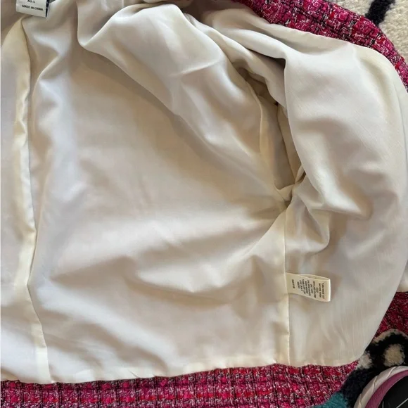 Rachel Zoe Pink Tweed Bouclé Cropped Zip Jacket Blazer S - Picture 8 of 13